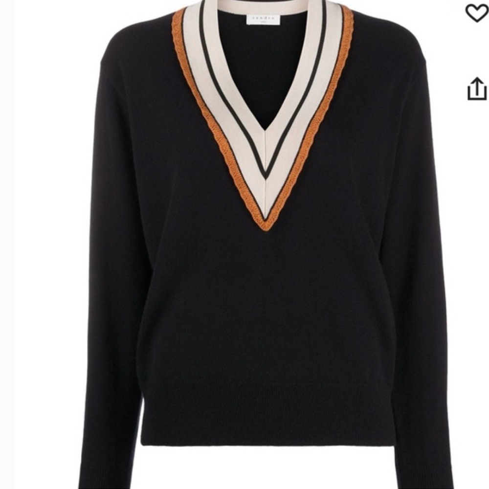 Sandro Jumper wool- cashmere V neck sweater Size 1 (4)